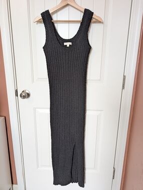 All:Row Cotton Chunky Knit Slit Maxi Dress Women’s Medium Black